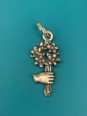 .925 Flower Bouquet Sterling Silver Jewelry Charm #garden